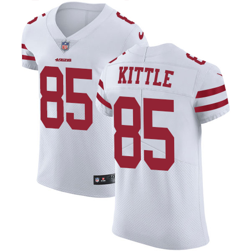 Nike 49ers #85 George Kittle White Men's Stitched NFL Vapor Untouchable Elite Jersey - Click Image to Close